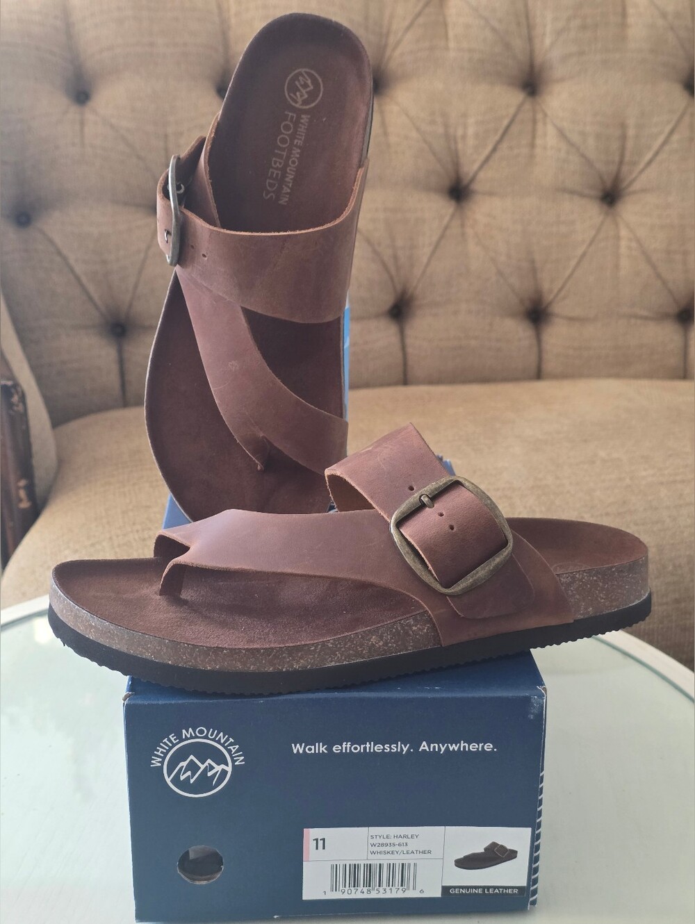 White Mountain Harley Footbeds Genhinr Leather Upper Women Sandal NEW US 11